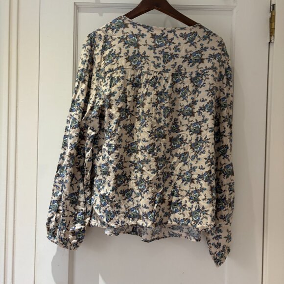 Lucky Brand Pintuck Floral Peasant Top Size Large - Picture 3 of 8